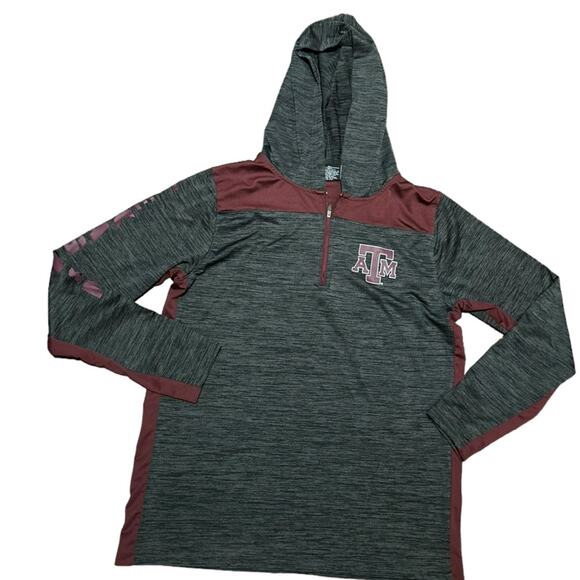 Texas A&M Gray and Burgundy Youth XL (20) Quarter Zip Hoodie Pullover Top - Picture 1 of 6